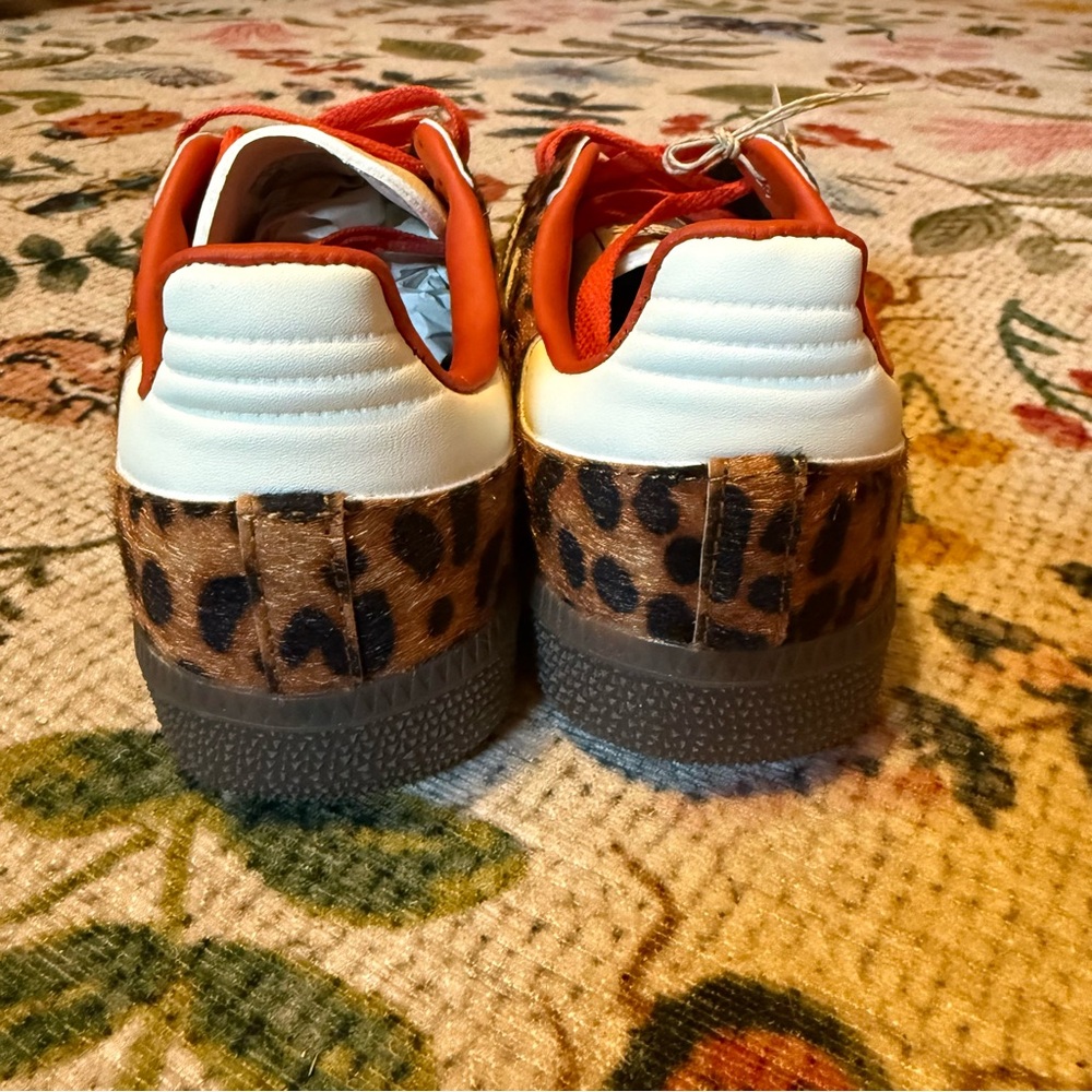 adidas Leopard Print Samba Sneakers with Cream Stripes and Red Accents - Picture 8 of 11